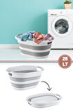 Flora 25 litre Katlanır Sepet, Akordiyon Katlanır Çamaşır Selesi Oyuncak Kutusu Organizer 25lt