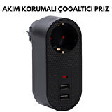 Akım Korumalı Priz ve Şarj İstasyonu – 1x Type-C + 2x USB, Çoklu Çıkışlı Priz Çoğaltıcı, Telefon ve Tablet Uyumlu