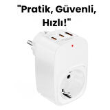 3 USB Girişli Duvar Tipi Priz – Hızlı Şarj, Tek Priz Çoklu Çıkış, Pratik ve Güvenli Kullanım