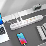 USB-C + USB-A Girişli 5'li Akım Korumalı Priz | 2m Kablo 3680W
