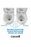 FE322 Free İnci Mat Beyaz Rim-Off Asma Klozet, Creavit Duroplast Mat Beyaz Kapak