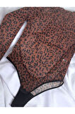 Yüksek Kalite Kadın Leopar Desenli Zarif Ve Şık Soft Dantel Çıtçıtlı Bodysuit