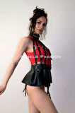 Büstiyer Etek, Büstiyer Deri Harness - Brf998