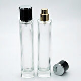 20 ADET BOŞ CAM PARFÜM ŞİŞE, 50 ML, İNCE UZUN KARE MODEL, ŞEFFAF