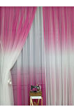 Fuşya Renkli Renk Geçişli Değrade Sağ/Sol Takım Tül Fon Perde