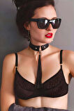 Püsküllü Deri Tasma, Deri Choker, Püskül Detaylık Şık Choker - Brf1236