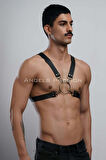 Halka Detaylı X Göğüs Erkek Harness, Gömlek Kemeri, T-shirt Kemeri, Clubwear - Brfm178