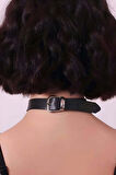 Püsküllü Deri Tasma, Deri Choker, Püskül Detaylık Şık Choker - Brf1236