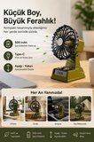 Şarjlı Masaüstü Mini Vantilatör Retro Tasarım 2 Kademeli Mini Fan 500 mAh Taşınabilir Fan