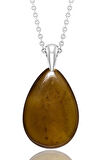 Sertifikalı Damla Model Kahverengi Akik Taşı Kolye (GÜMÜŞ APARATLI)