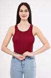  Bordo Fitilli Kaşkorse Halter yaka Atlet