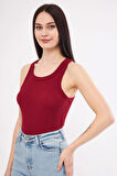 Bordo Fitilli Kaşkorse Halter yaka Atlet