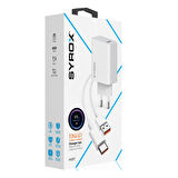 Syrox M33T 3.0A 33W Turbo 1mt USB-A - Type-C Kablolu USB-A Çıkışlı Şarj Cihazı - Beyaz