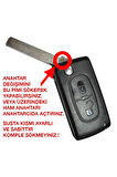 Peugeot 207 307 308 Partner Citroen C3 C4 C5 Anahtar Kabı Kumanda Kabı 2 Buton (pil Yuvasız)