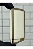 Lüx Chery Tiggo 7 Pro 3 Buton Smart Nano Anahtar Kılıfı Beyaz Gold Altın Renk 1.ci Kalite