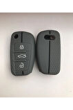 Lüx Audi A1 A3 A4 A5a 6a A7 Q3 Q5 Q7 Silikon Anahtar Koruma Kılıfı Petek Desenli Gri Renk
