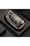 Lüx Citroen C1 C2 C3 C4 C5 Peugeot 306 407 807 Ds Ds4 Ds6 Nano Anahtar Kılıfı Siyah Gold Altın Renk