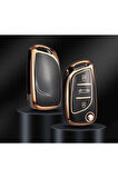 Lüx Citroen C1 C2 C3 C4 C5 Peugeot 306 407 807 Ds Ds4 Ds6 Nano Anahtar Kılıfı Siyah Gold Altın Renk