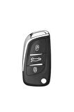 Lüx Citroen C1 C2 C3 C4 C5 Peugeot 306 407 807 Ds Ds4 Ds6 Nano Anahtar Kılıfı Siyah Gold Altın Renk