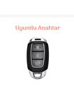 Lüx Hyundai I30 Ix25 Ix35 Kona Elantra Accent Santa Fe 3 Buton Nano Anahtar Kılıfı Siyah Gold