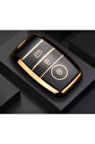 Lüx Kia Rio Ceed Soul Sportage Sorento Picanto 3 Buton Sustasız Nano Anahtar Kılıfı Siyah Gold Renk