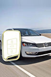 Lüx Volkswagen Passat B8 Smart Nano Beyaz Oto Anahtar Kumanda Kabı Kılıfı 1.ci Kalite
