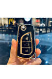 Toyota Corolla Auris Yaris Verso Avensis Aygo Hilüx Nano Anahtar Koruma Kılıfı Siyah Gold Altın Renk