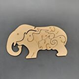 Ahşap Organik Fil Puzzle  Boyanabilir Oyuncak
