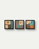 Modern Soyut 3`lü Tablo – El Boyaması – 22x22 Ev Dekorasyon Tablosu – MDF Üzeri Akrilik