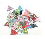 Üçgen Pamuklu Kumaş Kırkyama Karışık Desen 3gen Kenar:10cm-14cm Elişi Patchwork 100 Parça
