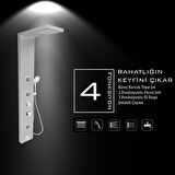 Venüs Silver Gri Masajlı Duş Paneli - Dikey Jakuzi - Robot Duş - El Duşu - Lüx Duş