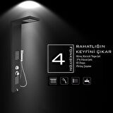 Victoria Antrasit Gri Masajlı Duş Paneli - Dikey Jakuzi - Robot Duş - El Duşu - Lüx Duş
