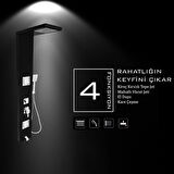 Atlas Siyah Masajlı Duş Paneli - Dikey Jakuzi - Robot Duş - El Duşu - Lüx Du