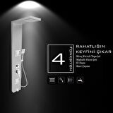 Atlas Silver Gri Masajlı Duş Paneli - Dikey Jakuzi - Robot Duş - El Duşu - Lüx Du