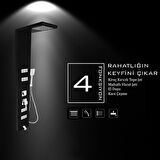 Diamond Siyah Masajlı Duş Paneli - Dikey Jakuzi - Robot Duş - El Duşu - Lüx Duş