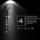 Stella Siyah Masajlı Duş Paneli - Dikey Jakuzi - Robot Duş - El Duşu - Lüx Duş