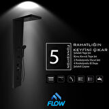 Venüs Siyah Premium Şelaleli Masajlı Duş Paneli - Dikey Jakuzi - Robot Duş - El Duşu