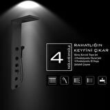 Venüs Antrasit Gri Premium Şelaleli Masajlı Duş Paneli - Dikey Jakuzi - Robot Duş - El Duşu