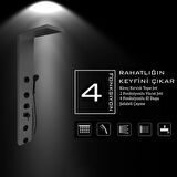 Venüs Metalik Füme Premium Şelaleli Masajlı Duş Paneli - Dikey Jakuzi - Robot Duş - El Duşu