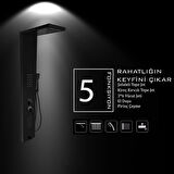 Victoria Siyah Premium Şelaleli Masajlı Duş Paneli - Dikey Jakuzi - Robot Duş - El Duşu