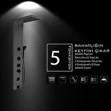 Victoria Metalik Füme Premium Şelaleli Masajlı Duş Paneli - Dikey Jakuzi - Robot Duş - El Duşu