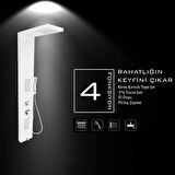 Victoria Beyaz Masajlı Duş Paneli - Dikey Jakuzi - Robot Duş - El Duşu - Lüx Duş