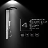 Çift Renk (Siyah-Silver Gri) Masajlı Duş Paneli - Dikey Jakuzi - Robot Duş - El Duşu - Lüx