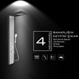 Çift Renk (Metalik Füme-Silver Gri) Masajlı Duş Paneli - Dikey Jakuzi - Robot Duş - El Duşu - Lüx