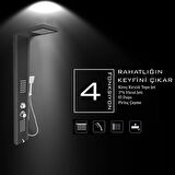 Çift Renk (Metalik Füme-Antrasit Gri) Masajlı Duş Paneli - Dikey Jakuzi - Robot Duş - El Duşu - Lüx