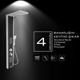 Çift Renk (Silver Gri-Antrasit Gri) Masajlı Duş Paneli - Dikey Jakuzi - Robot Duş - El Duşu - Lüx