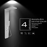 Victoria Silver Gri Masajlı Duş Paneli - Dikey Jakuzi - Robot Duş - El Duşu - Lüx Duş