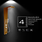 Victoria Teak Ağacı Masajlı Duş Paneli - Dikey Jakuzi - Robot Duş - El Duşu - Lüx Duş