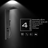 Çift Renk (Metalik Füme-Antrasit Gri) Premium Masajlı Duş Paneli - Dikey Jakuzi - Robot Duş - El Duş
