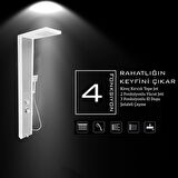Çift Renk (Beyaz-Silver Gri) Masajlı Duş Seti - Dikey Jakuzi - Robot Duş - El Duşu - Lüx